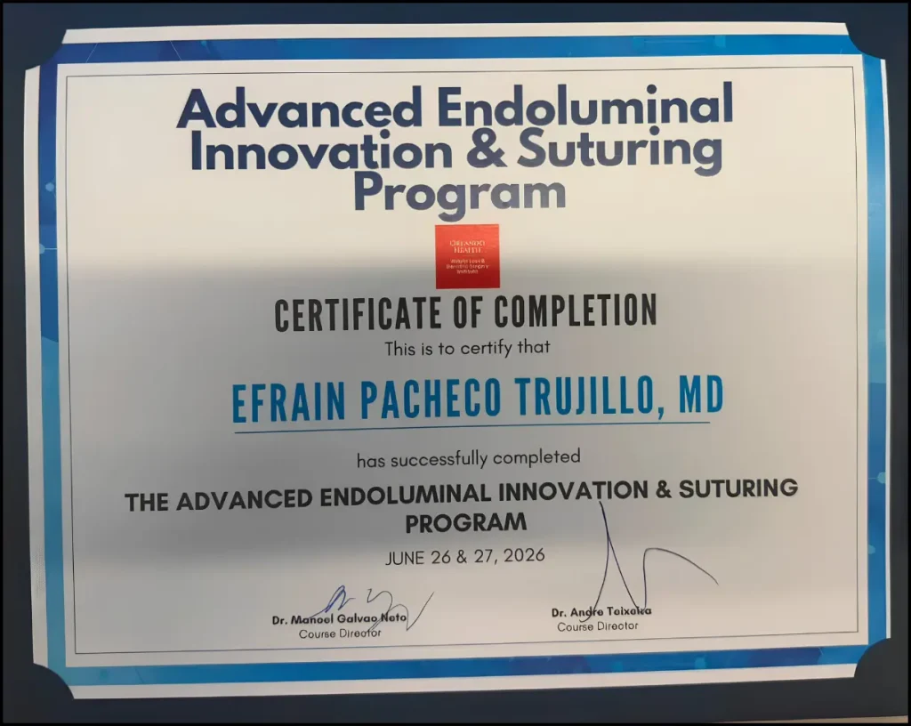 certificado advance endoluminal innovation